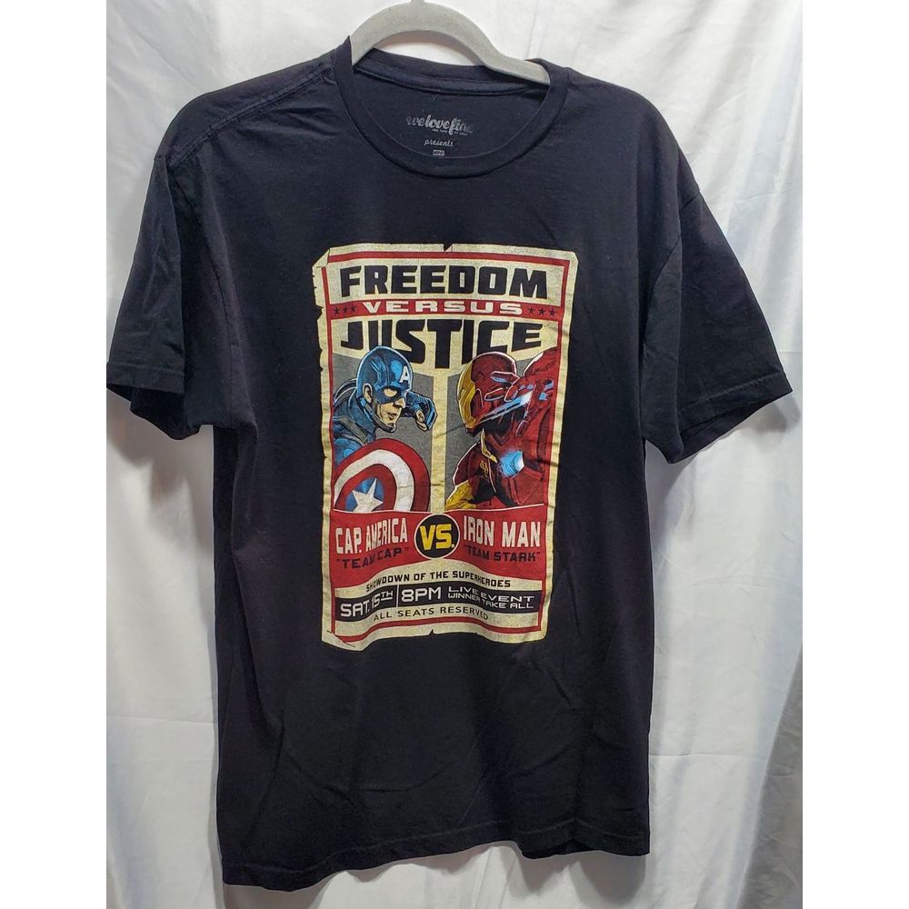 MARVEL Avengers Civil War T-Shirt, Captian America VS Iron Man, Large